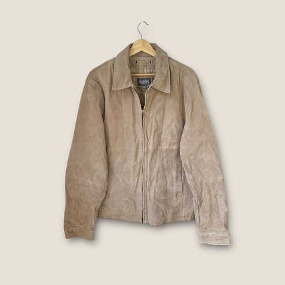 Wilson’s Leather Suede Oversized Zip-Up Jacket – Taupe Sand, L - Picture 2 of 9